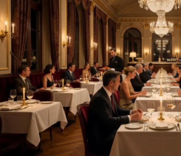 Salle à manger intimiste éclairée à la bougie avec dressage raffiné