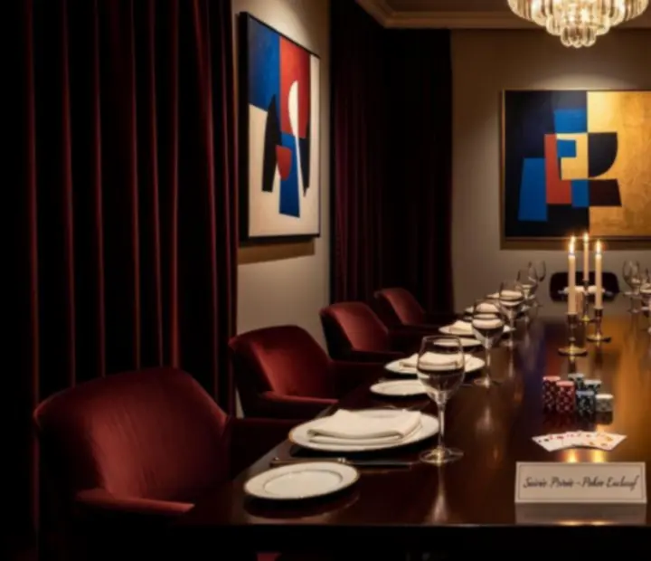 Salon privé du Lieu Select prêt pour une soirée gastronomique et poker offline