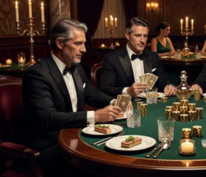 Table de poker élégante avec jetons symboliques dorés