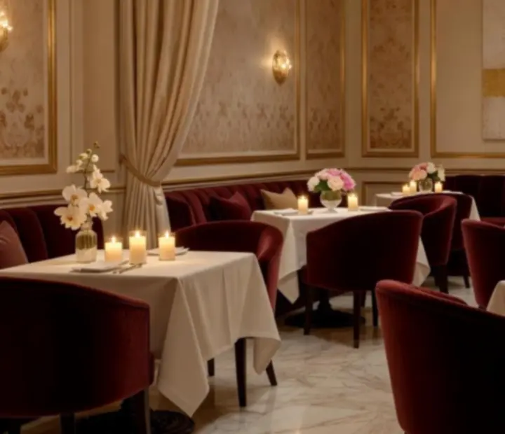 Salon privatif sophistiqué avec lumière tamisée